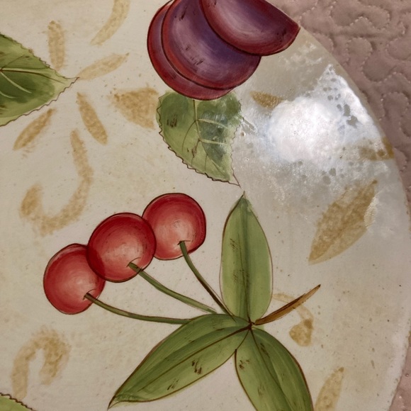 Gates Ware Laurie Gates Cake Stand Cherries Apples Plums - Picture 2 of 5